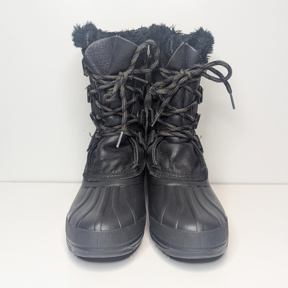 Sorel Badger black boots leather waterproof winter snow vintage lace up size 7 - Picture 4 of 9
